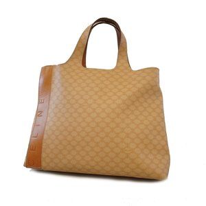 Auth Celine Handbag Macadam PVC Beige Gold metal